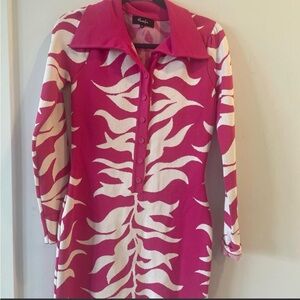 Hanifa Fuchsia and White Printed Mini Dress